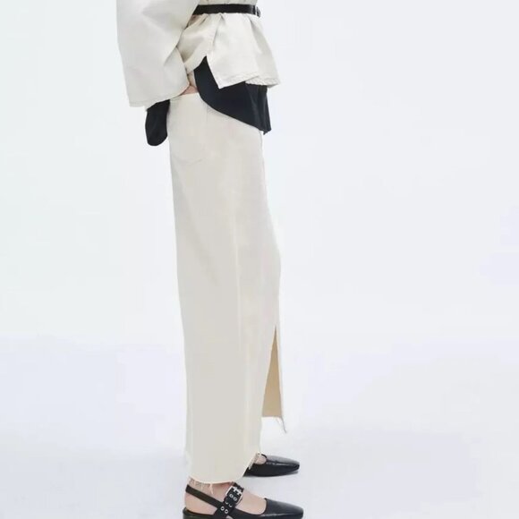 Rag & Bone Avery Denim Maxi Skirt - Ecru, Size 25 - Picture 2 of 7